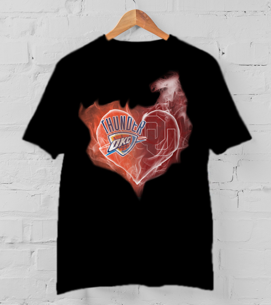 Oklahoma City Thunder Heart Ou Smoke T-Shirt