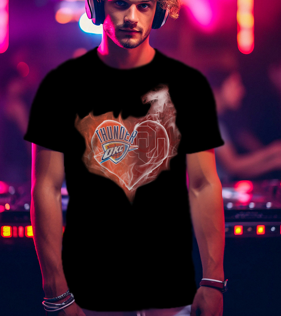 Oklahoma City Thunder Heart Ou Smoke T-Shirt