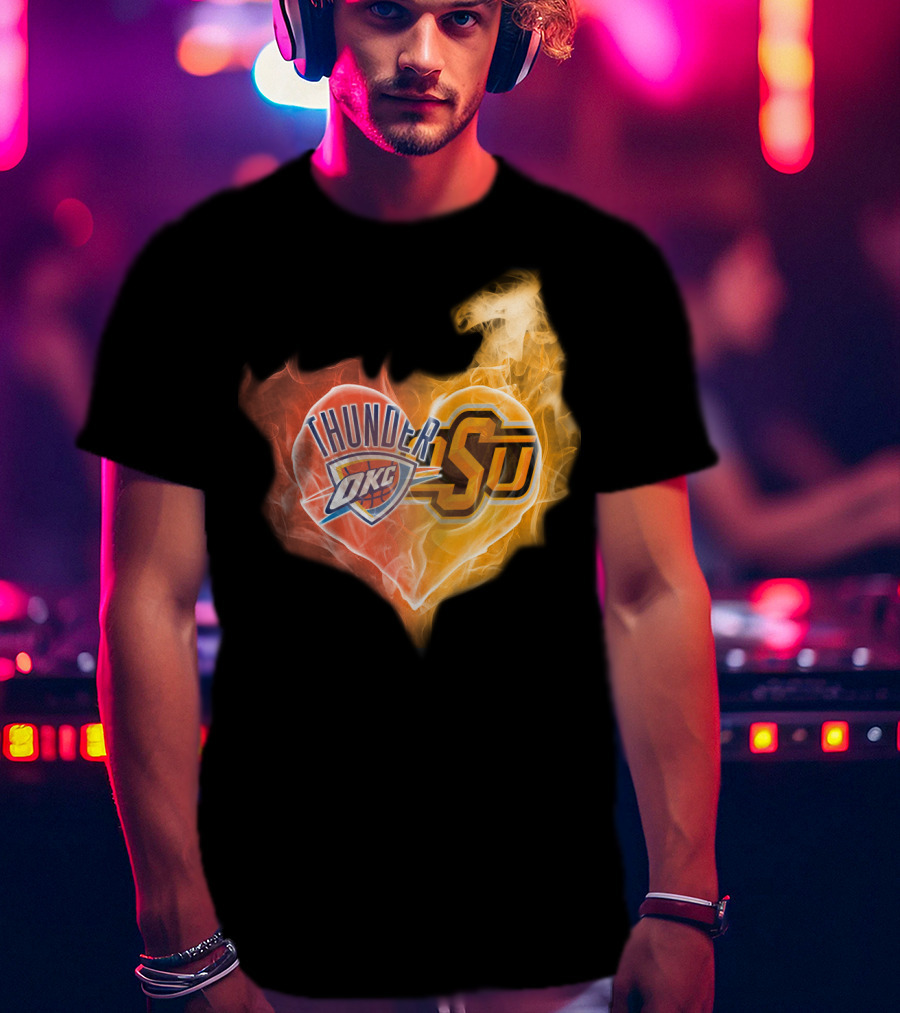 Oklahoma City Thunder Okc Sju Heart Flame T-Shirt