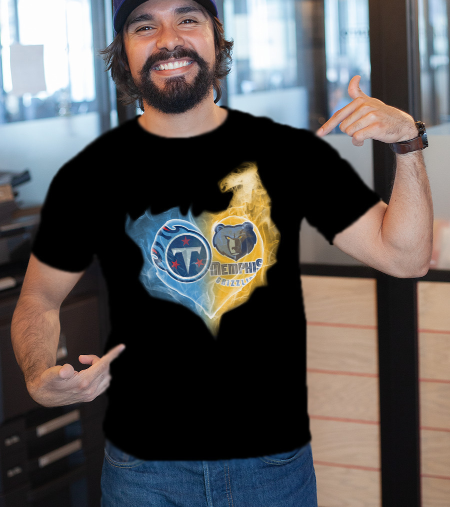 Tennessee Titans Memphis Grizzlies Heart Design T-Shirt