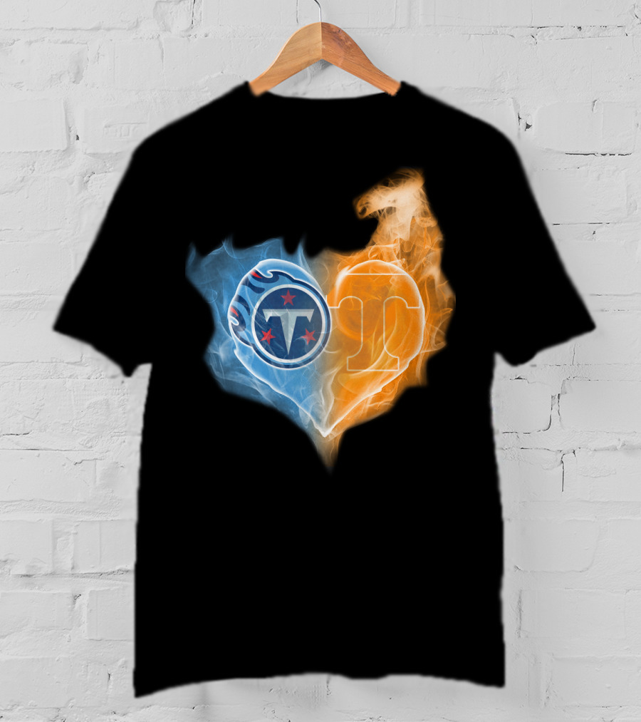 Tennessee Titans Volunteers Heart Flame Fusion T-Shirt