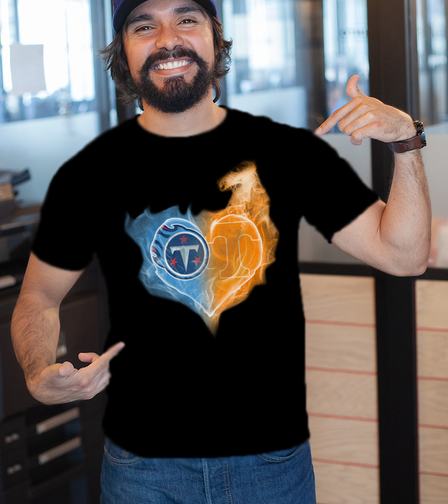 Tennessee Titans Volunteers Heart Flame Fusion T-Shirt