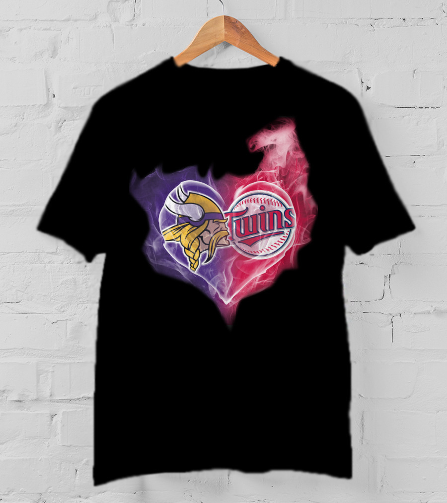 Minnesota Vikings Twins Heart Smoke Unity T-Shirt