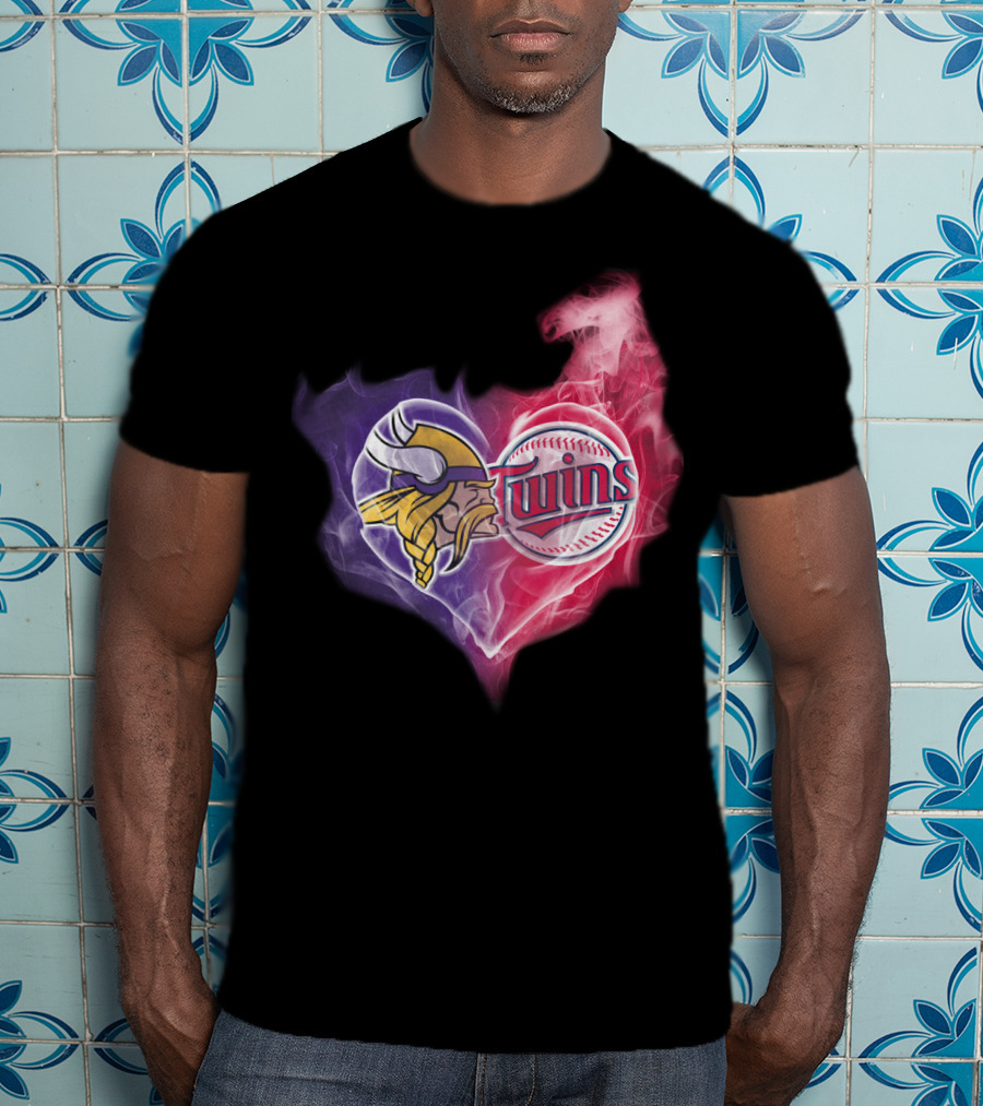 Minnesota Vikings Twins Heart Smoke Unity T-Shirt