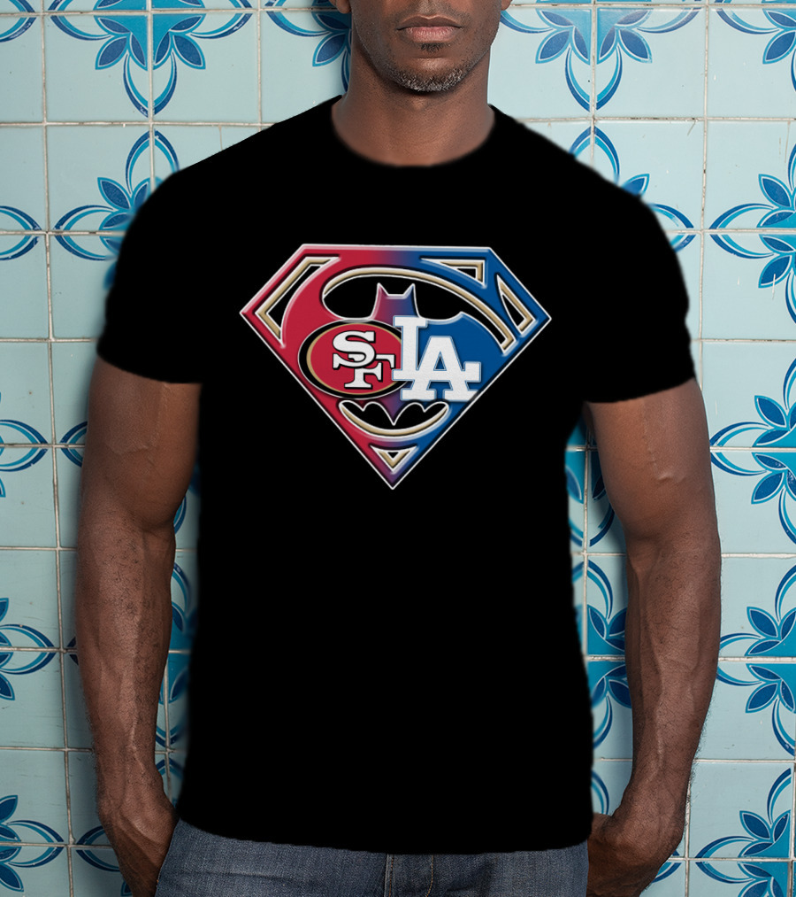 Sf 49ers La Dodgers Bat 002 Superhero T-Shirt