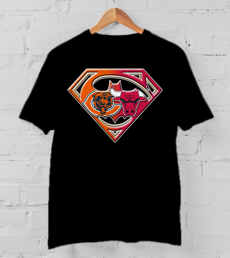 Chicago Bears Bulls Superman Logo Fusion T-Shirt