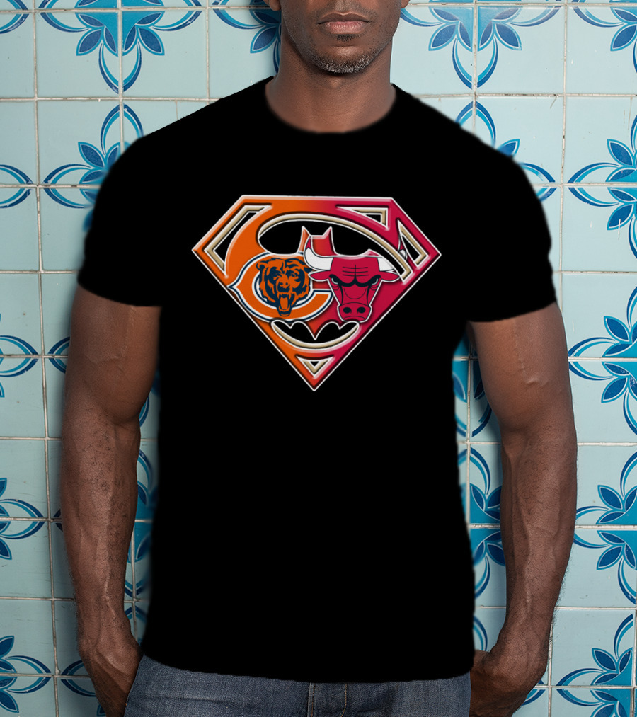 Chicago Bears Bulls Superman Logo Fusion T-Shirt