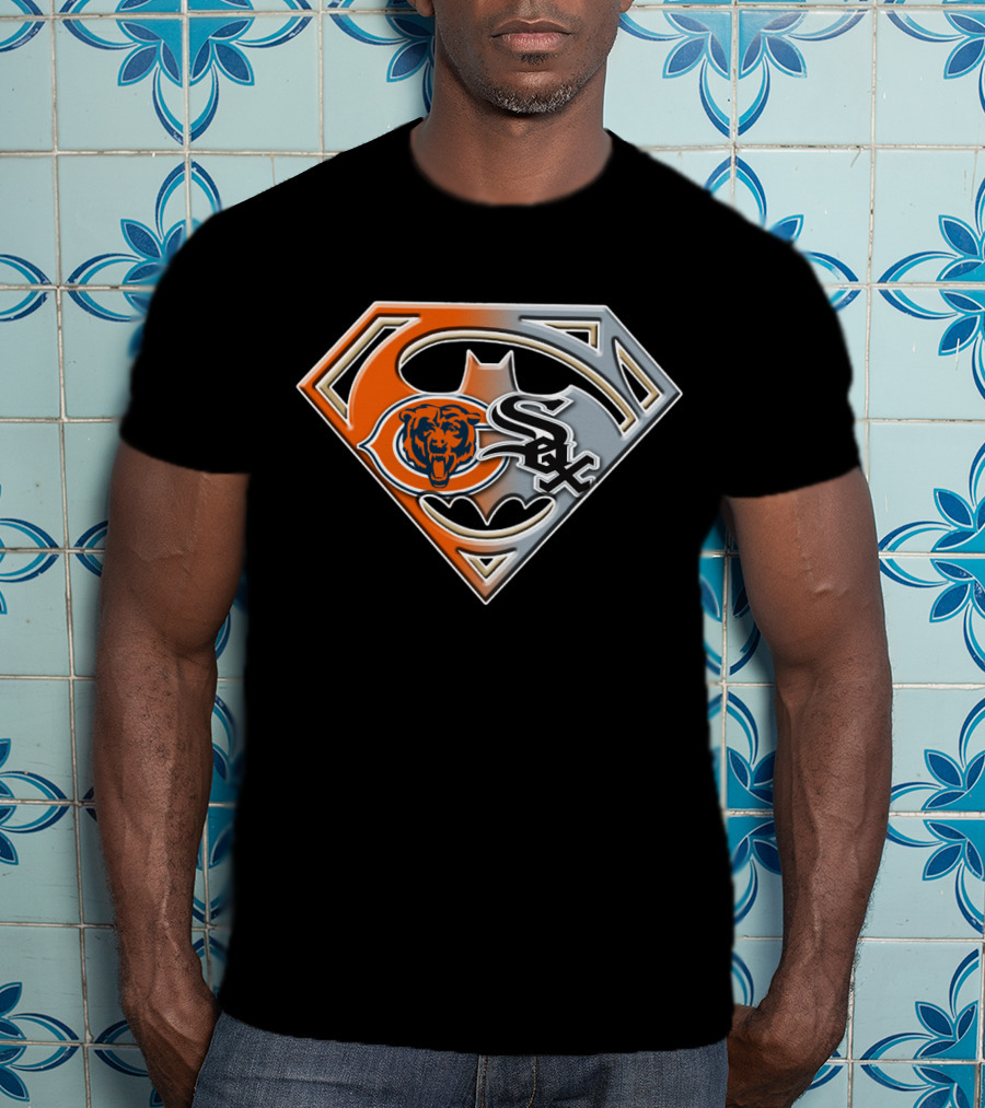 Chicago Bears White Sox Superhero Logo Mix T-Shirt