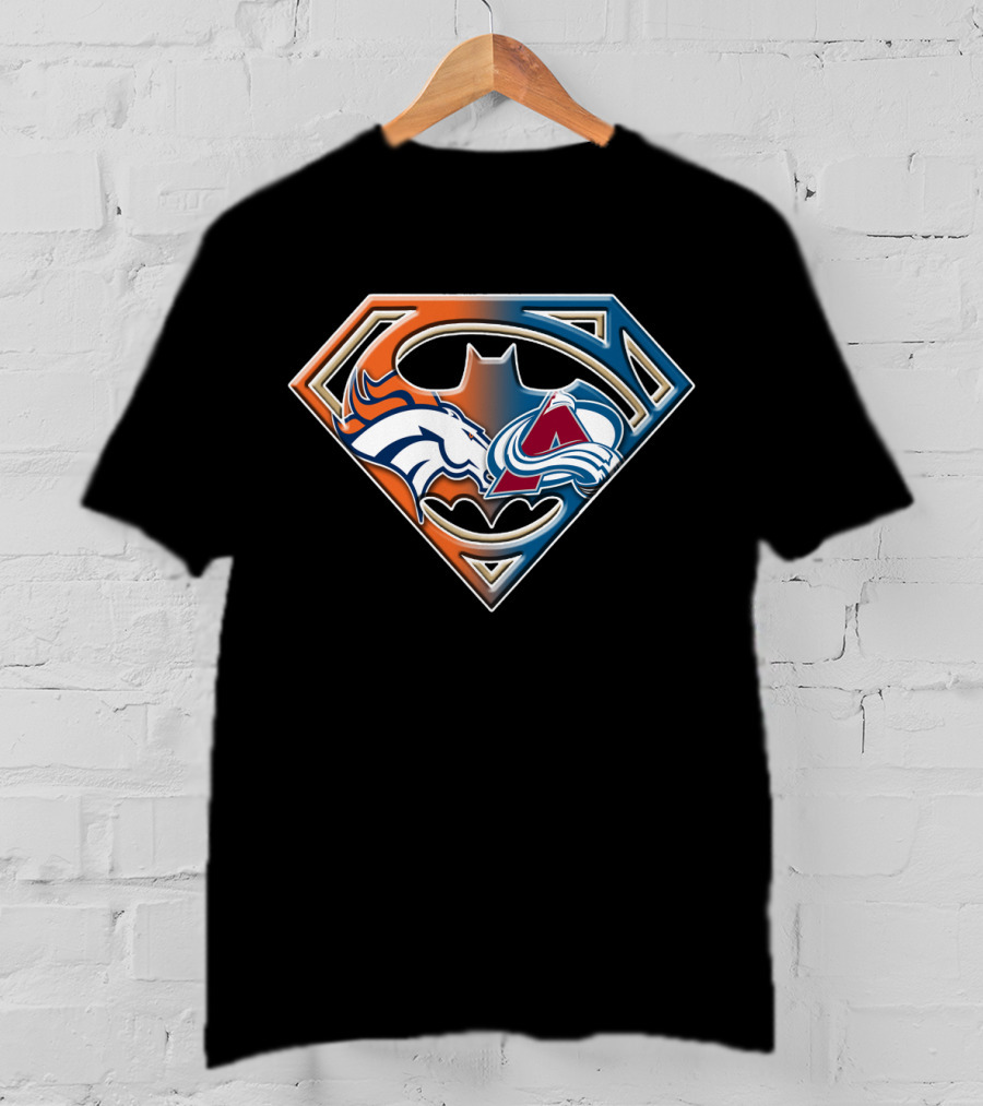 Denver Broncos Colorado Avalanche Batman Superman Logo Bat 016 T-Shirt
