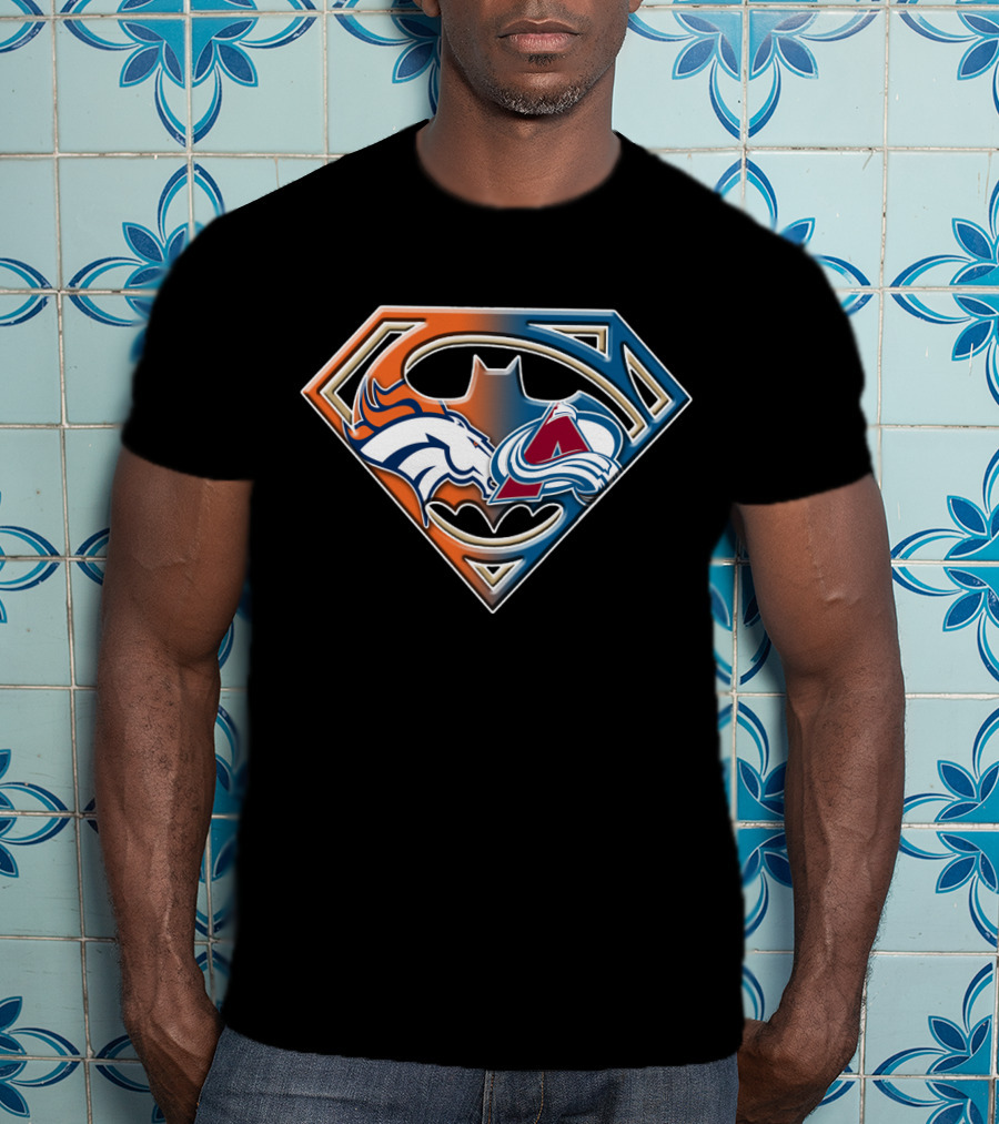 Denver Broncos Colorado Avalanche Batman Superman Logo Bat 016 T-Shirt