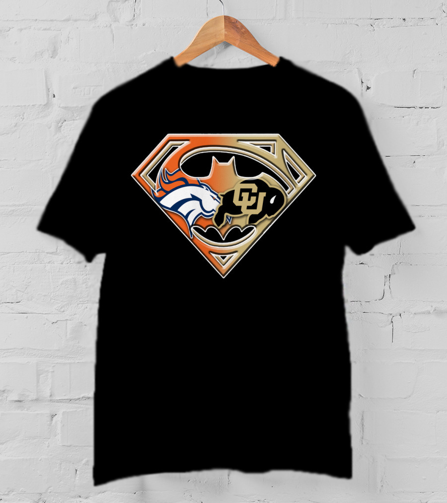 Denver Broncos Colorado Buffaloes Superman Batman Logo Combination T-Shirt