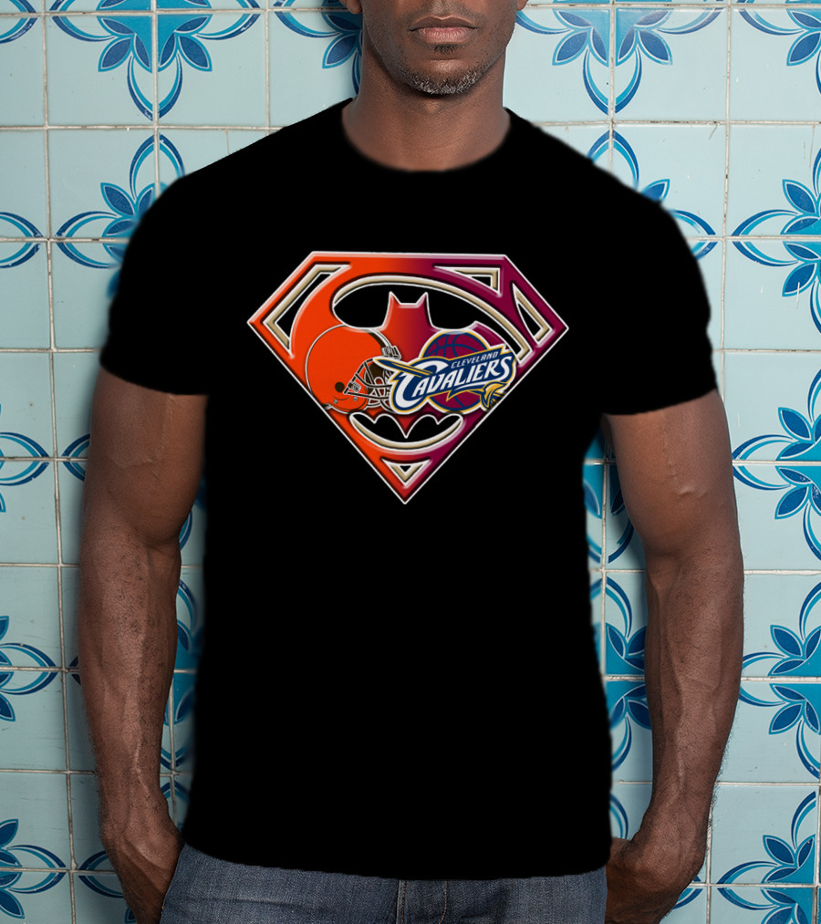 Cleveland Cavaliers Browns Super Bat 021 Logo Fusion T-Shirt