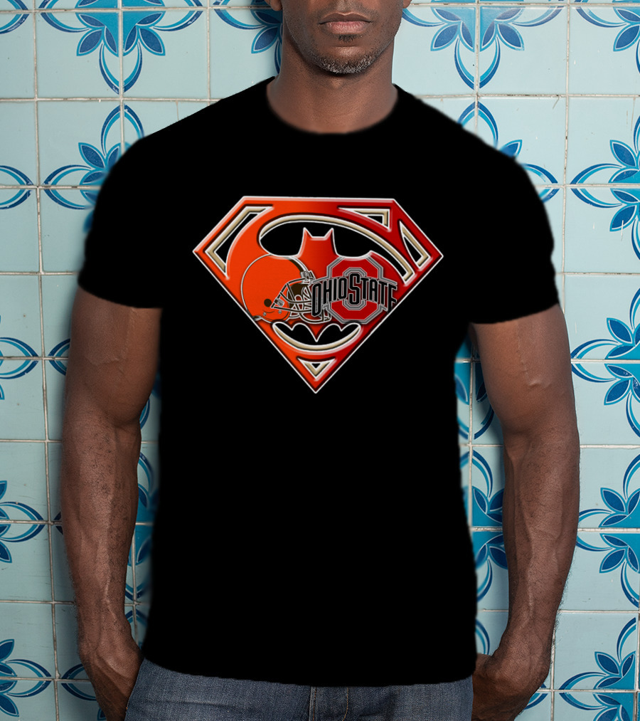 Ohio State Superman Batman Browns Logo Bat T-Shirt