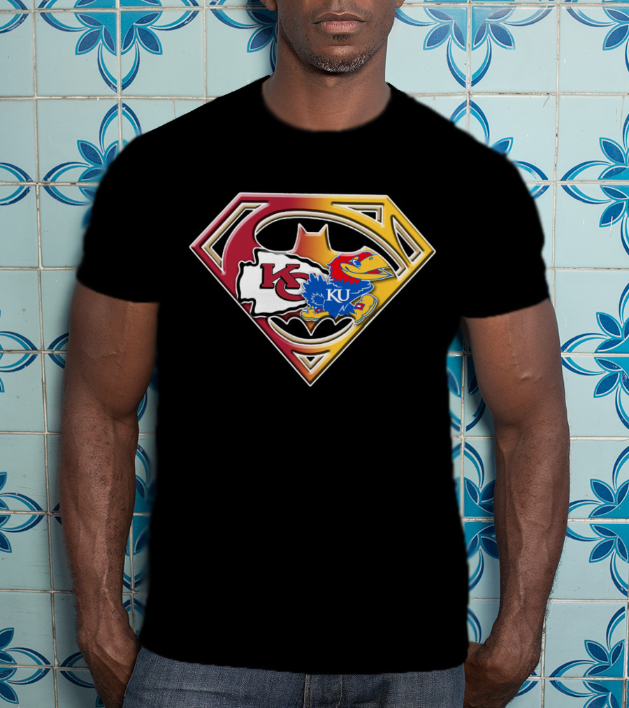 Kansas City Chiefs Kc Ku Jayhawks Superman T-Shirt