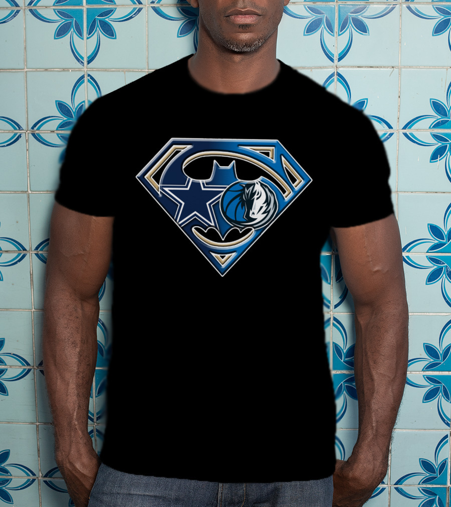 Dallas Cowboys Mavericks Batman Superman Emblem Bat 046 T-Shirt