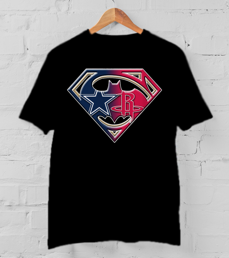Superman Batman Houston Texans Rockets Logo Fusion T-Shirt