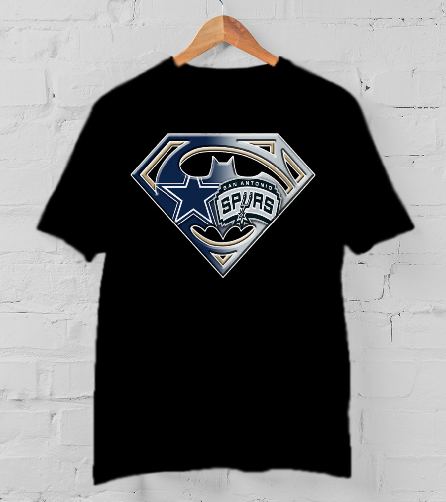 Superman Batman Dallas Cowboys San Antonio Spurs Logo Mashup T-Shirt