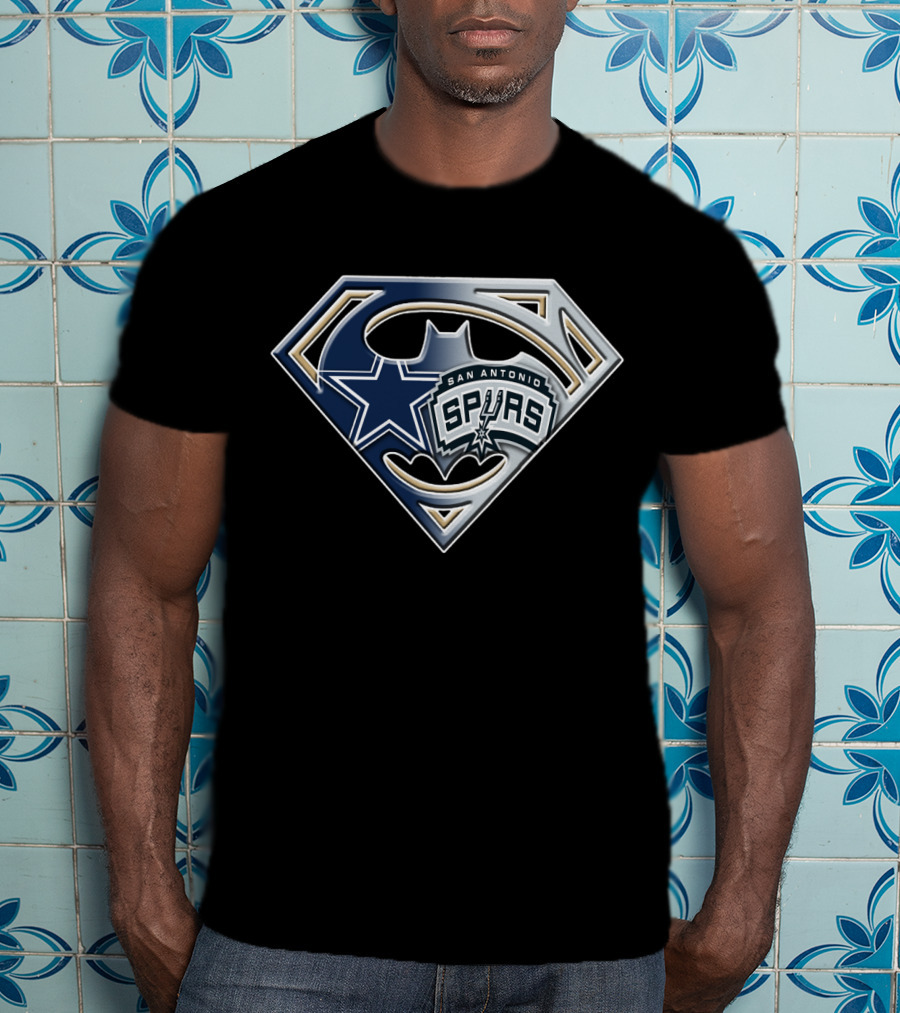 Superman Batman Dallas Cowboys San Antonio Spurs Logo Mashup T-Shirt