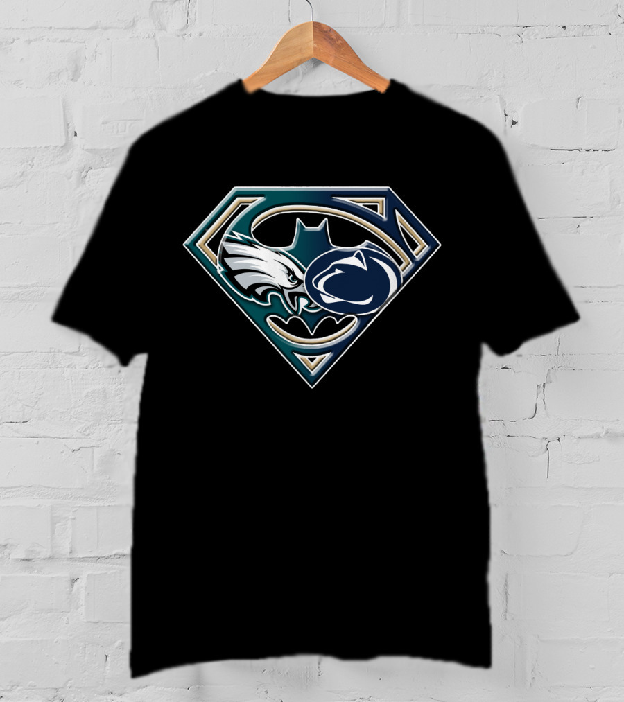 Batman Superman Philadelphia Eagles Penn State Mashup Bat 056 T-Shirt