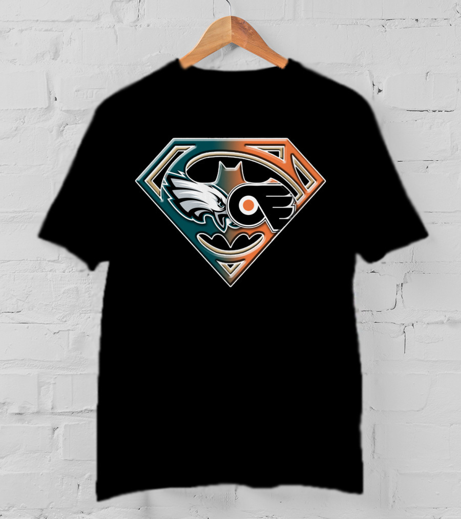 Eagles Flyers Batman Superman Logo Mashup T-Shirt