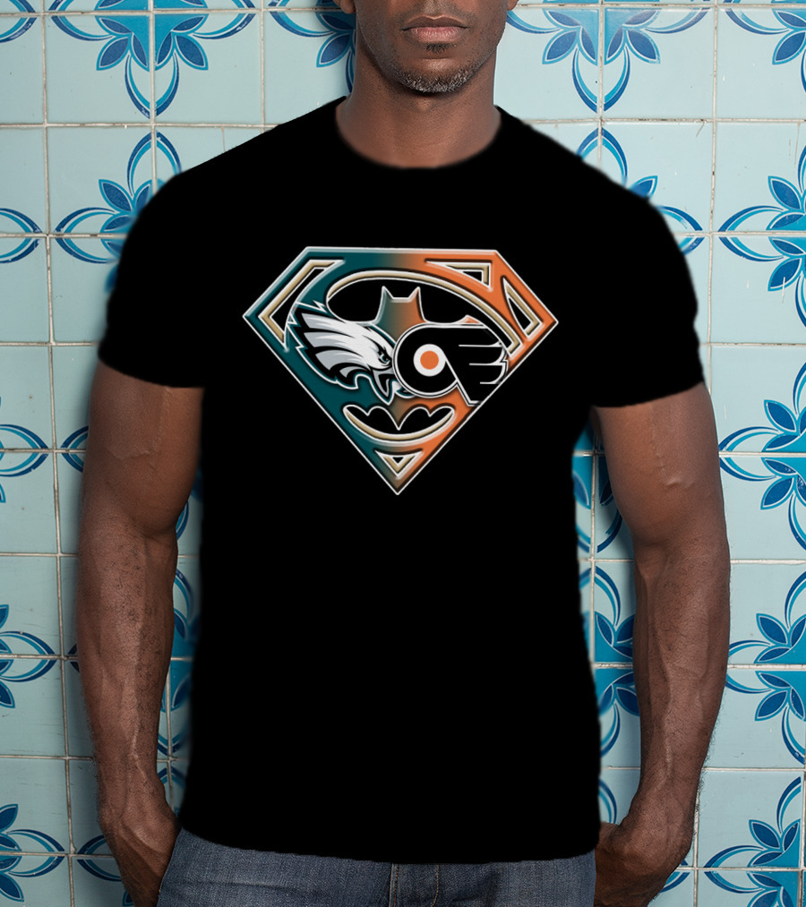 Eagles Flyers Batman Superman Logo Mashup T-Shirt