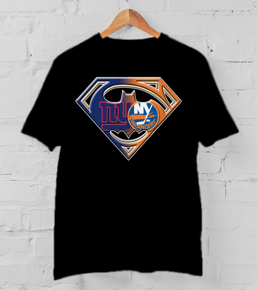 Ny Giants Ny Islanders Batman Superhero Crossover T-Shirt