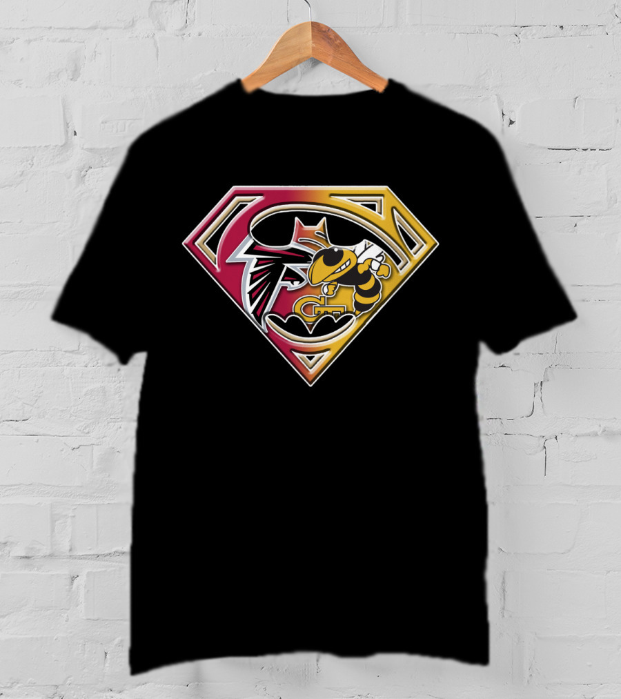 Batman Georgia Tech Yellow Jackets Atlanta Falcons Superman T-Shirt