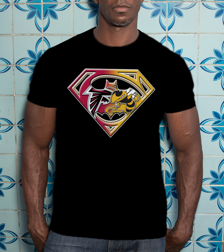 Batman Georgia Tech Yellow Jackets Atlanta Falcons Superman T-Shirt