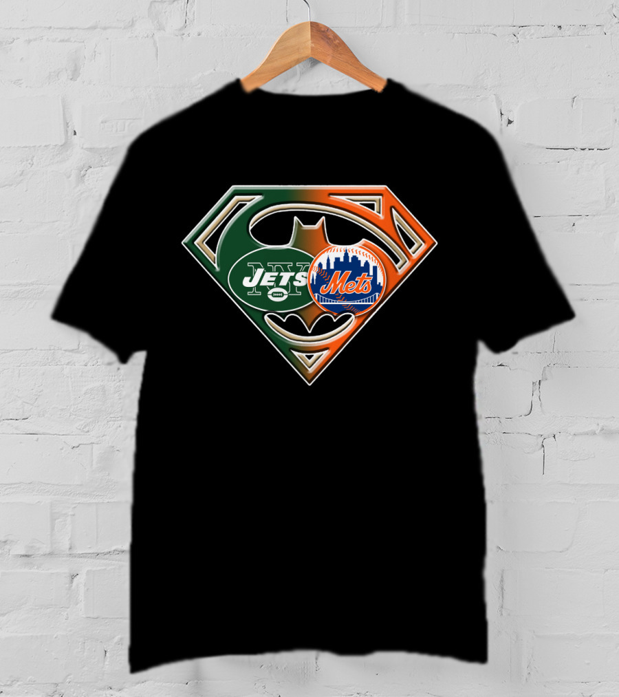 Jets Mets Batman Superman Emblem Fusion T-Shirt