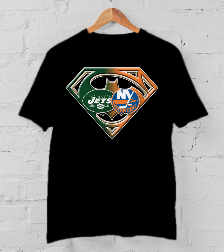Ny Jets Islanders Superman Batman Logo Mashup T-Shirt
