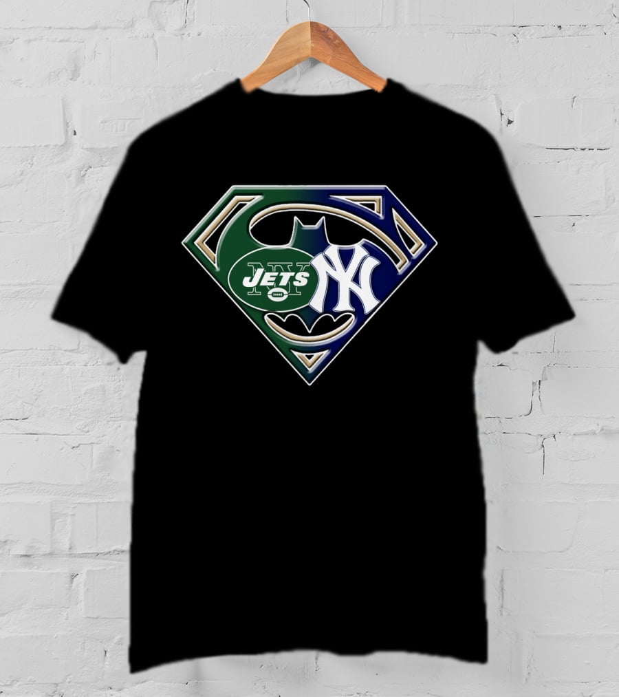 New York Jets Yankees Superman Batman T-Shirt