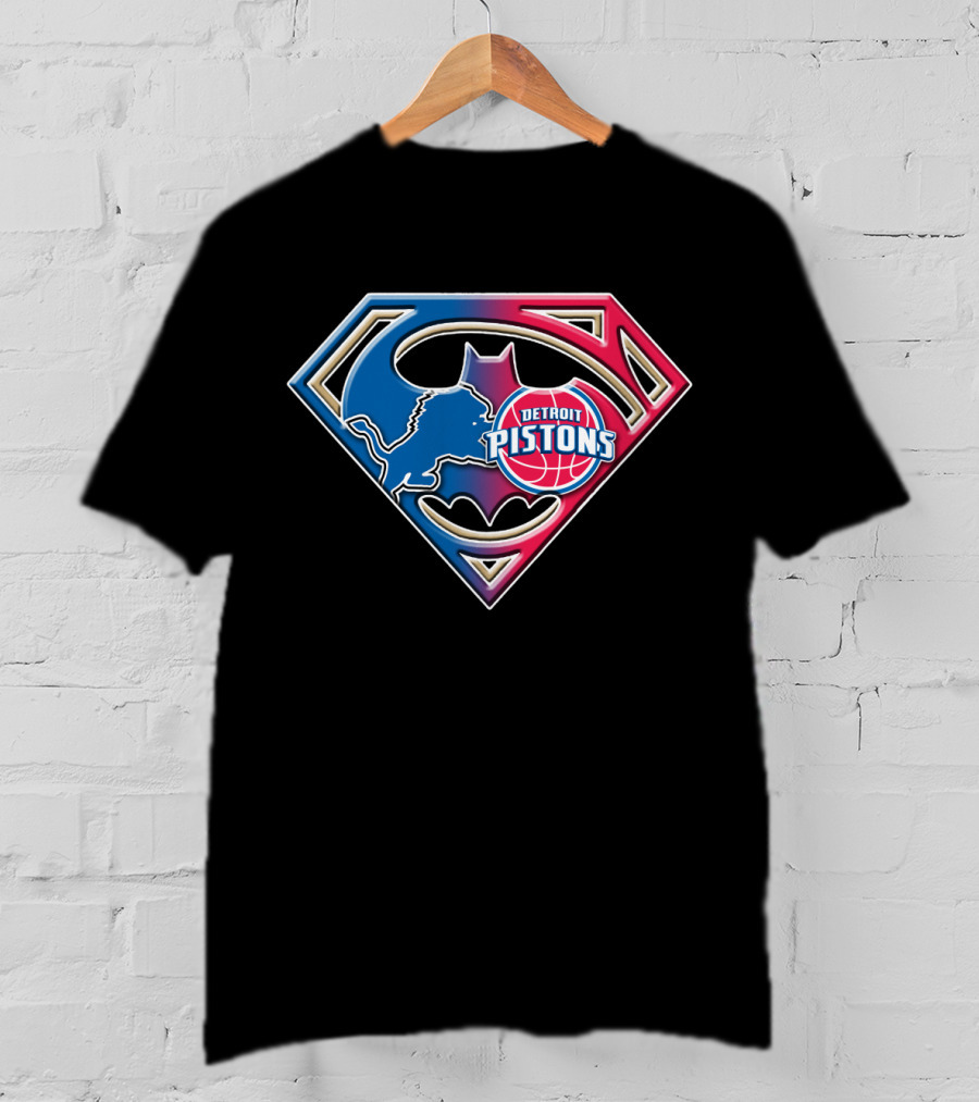 Detroit Pistons Bat 074 Superman Batman Logo Mix T-Shirt