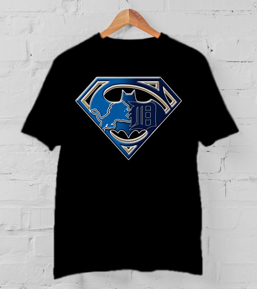 Detroit Lions Batman Superman Logo Fusion Bat 076 T-Shirt