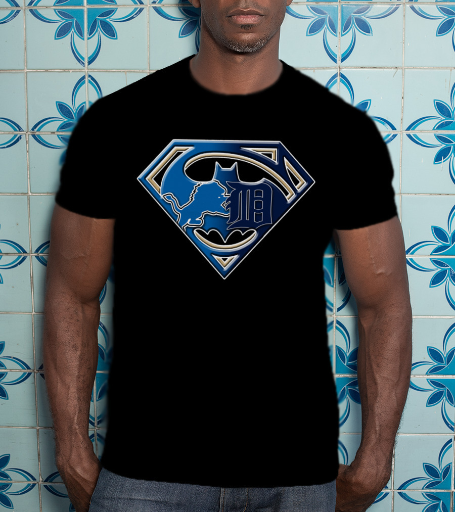 Detroit Lions Batman Superman Logo Fusion Bat 076 T-Shirt