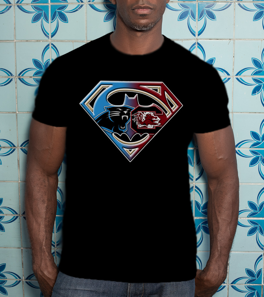 Carolina Panthers South Carolina Gamecocks Superman Shield T-Shirt