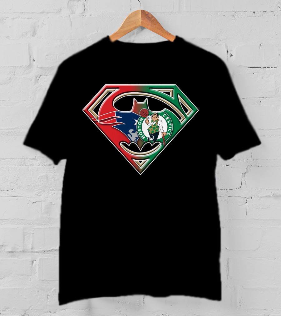 Batman Superman Boston Celtics Logo Fusion T-Shirt