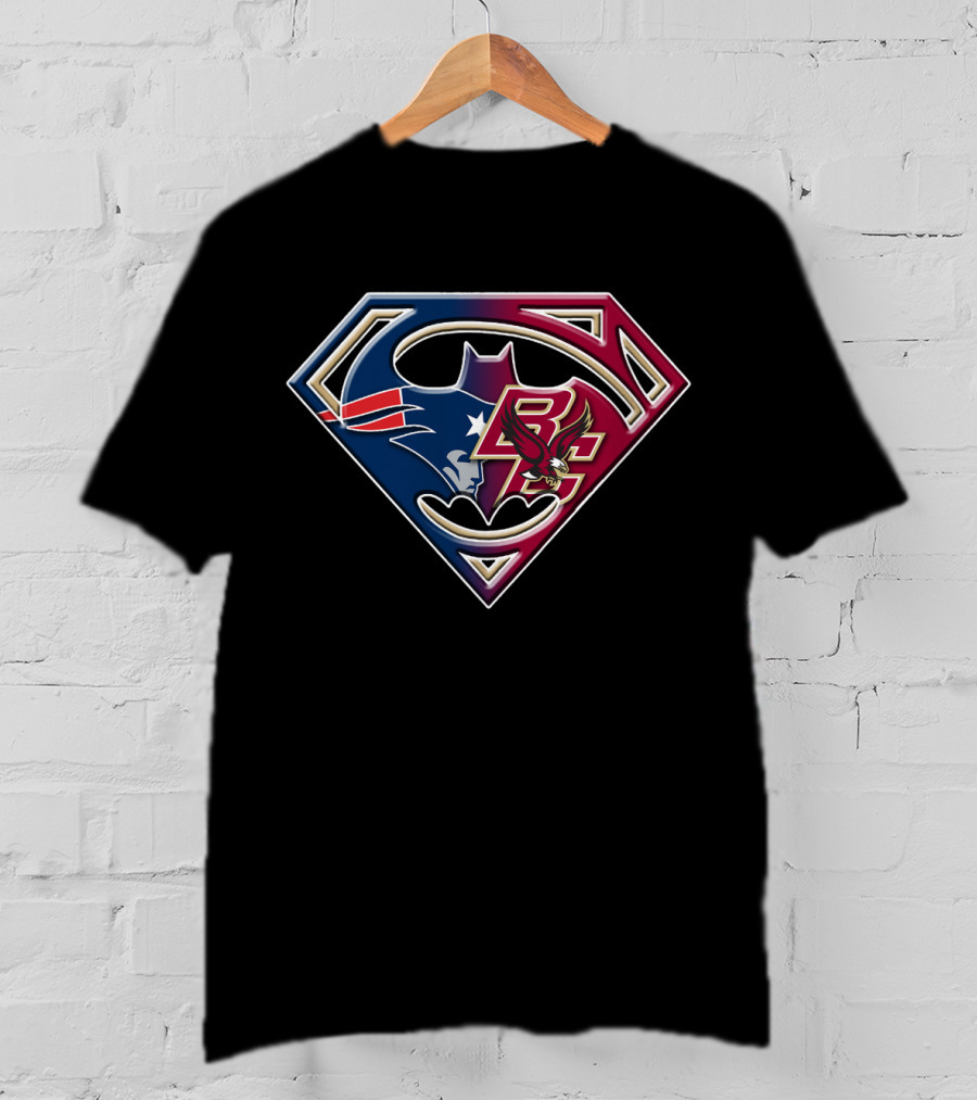 Superhero Boston Patriots College Eagles Logo Fusion T-Shirt