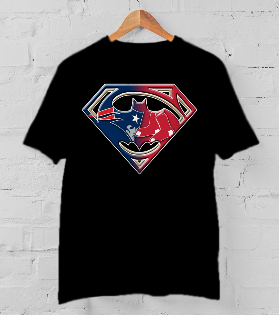 Superman New England Patriots Boston Red Sox Logo Fusion T-Shirt