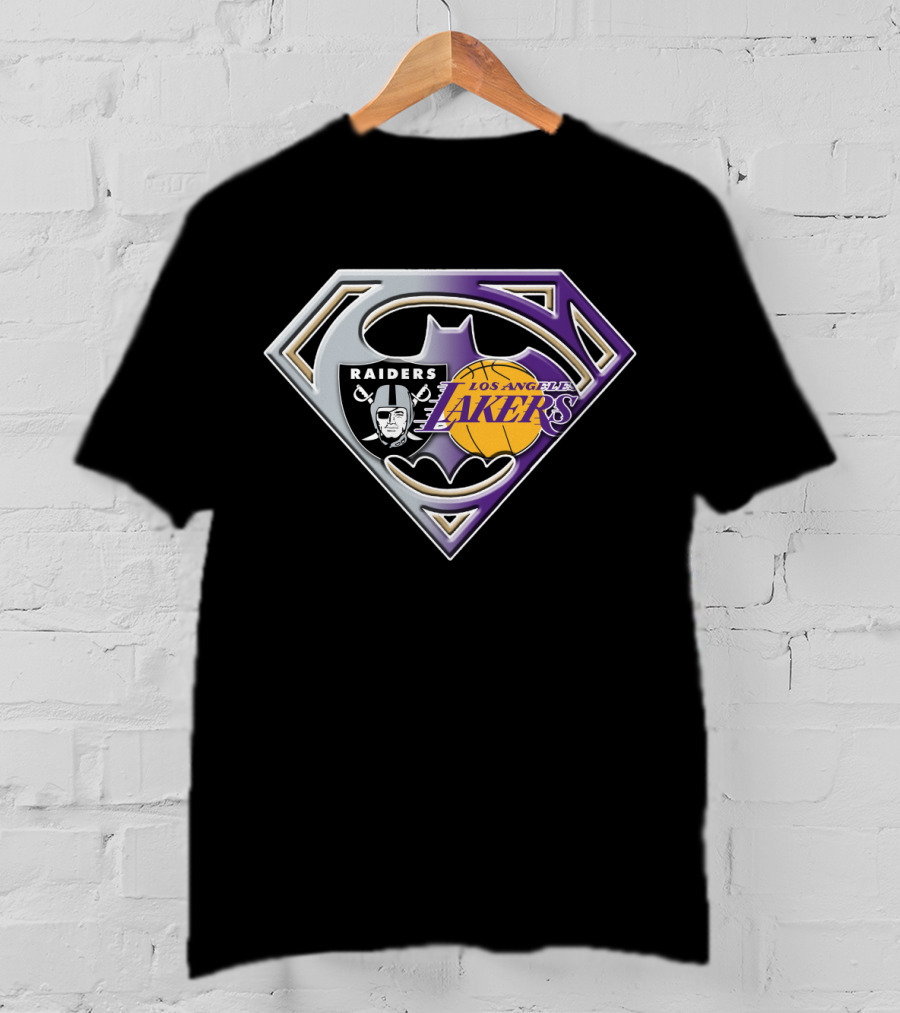 Los Angeles Lakers And Raiders Logo Fusion Batman Superman Symbol Bat 096 T-Shirt
