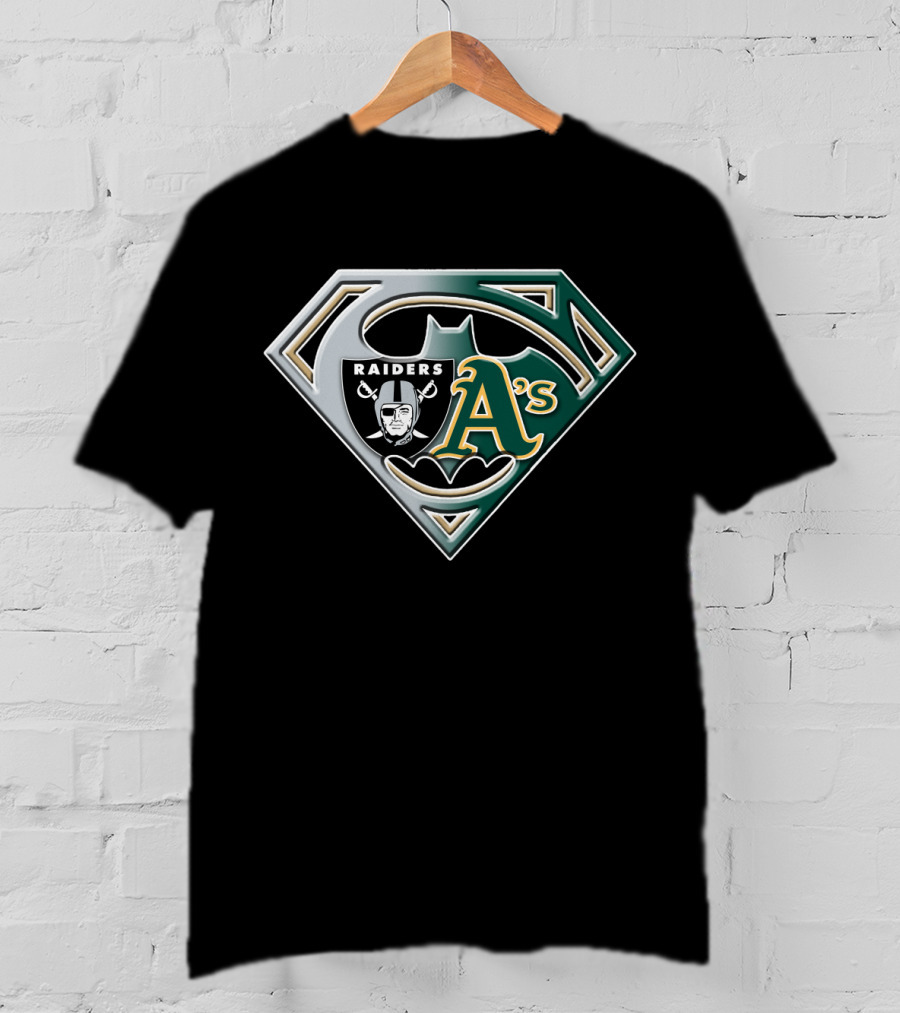 Raiders A's Superman Batman Crossover Logo Bat 097 T-Shirt