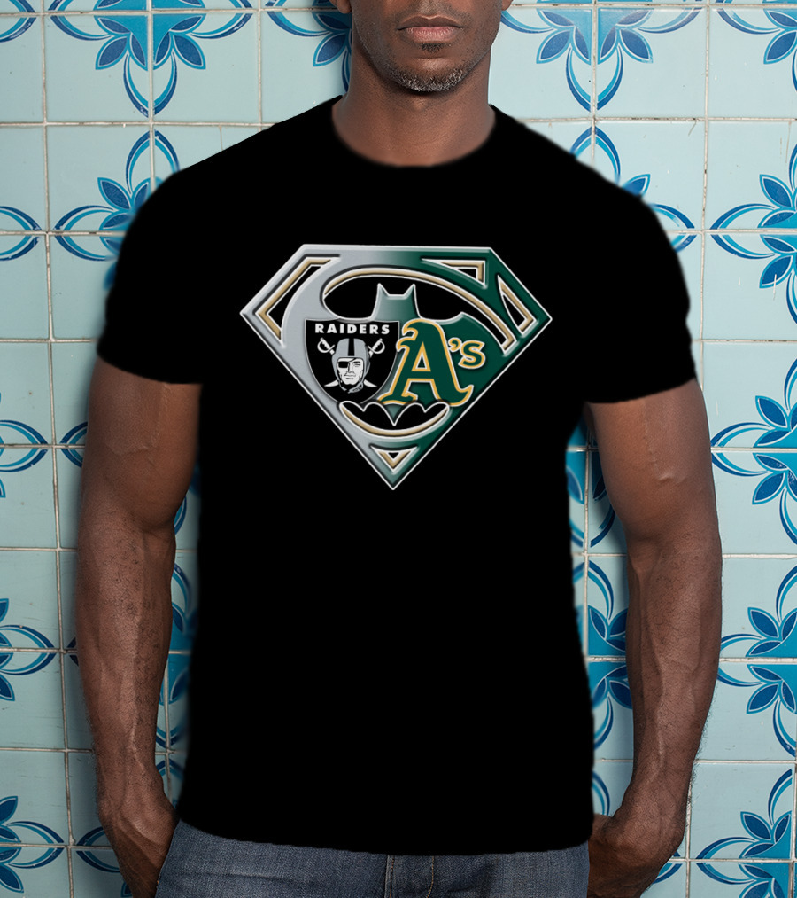 Raiders A's Superman Batman Crossover Logo Bat 097 T-Shirt