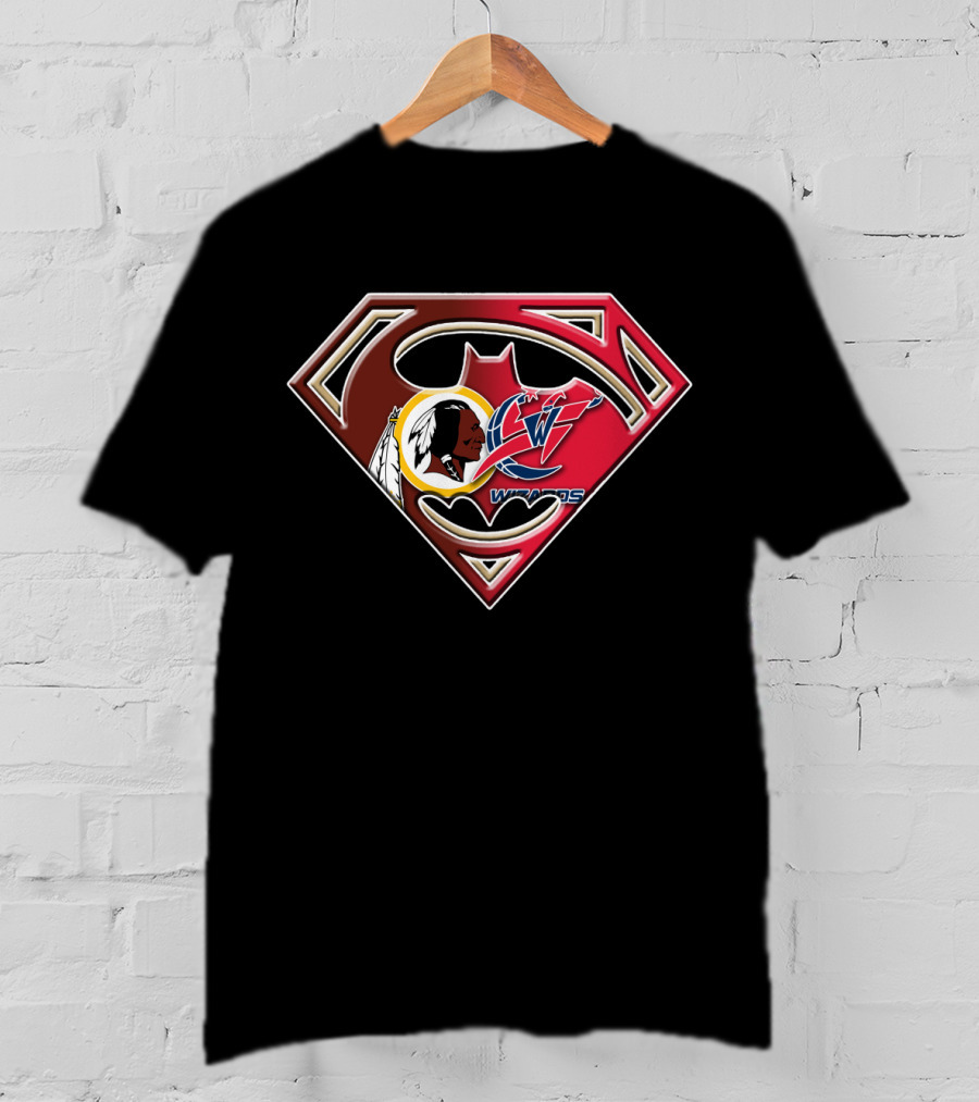 Washington Wizards Redskins Superman Bat Symbol Fusion T-Shirt