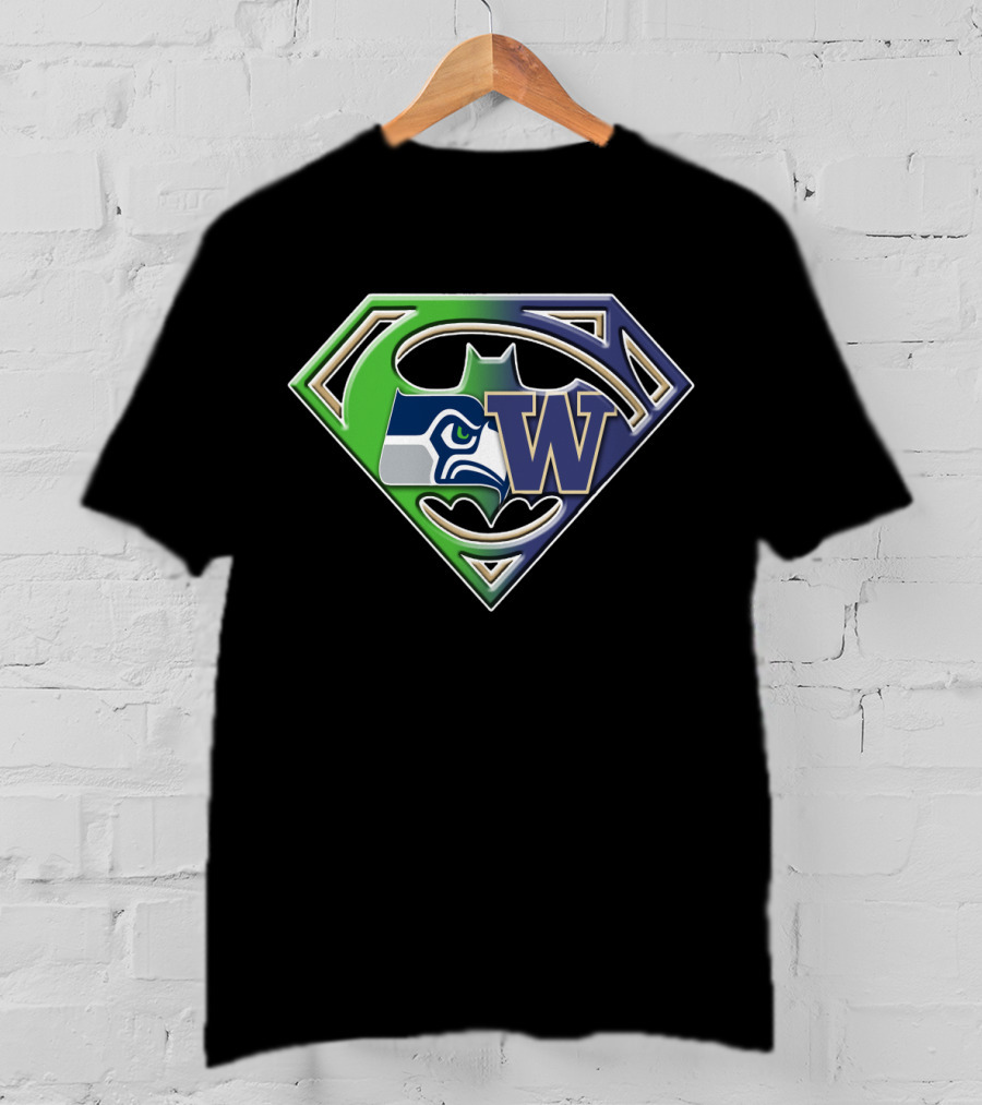Superman Logo Seattle Seahawks Washington Huskies Bat 111 T-Shirt