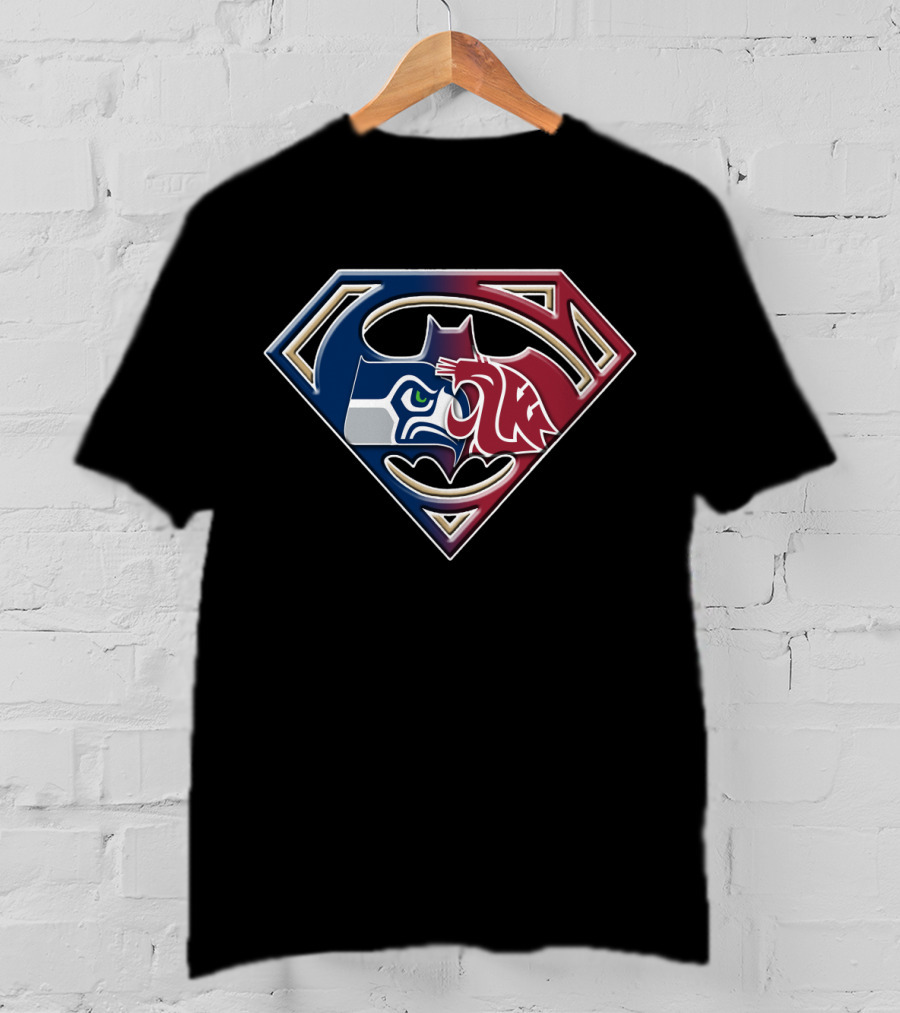 Seattle Seahawks Batman Superman Mashup Bat 112 T-Shirt
