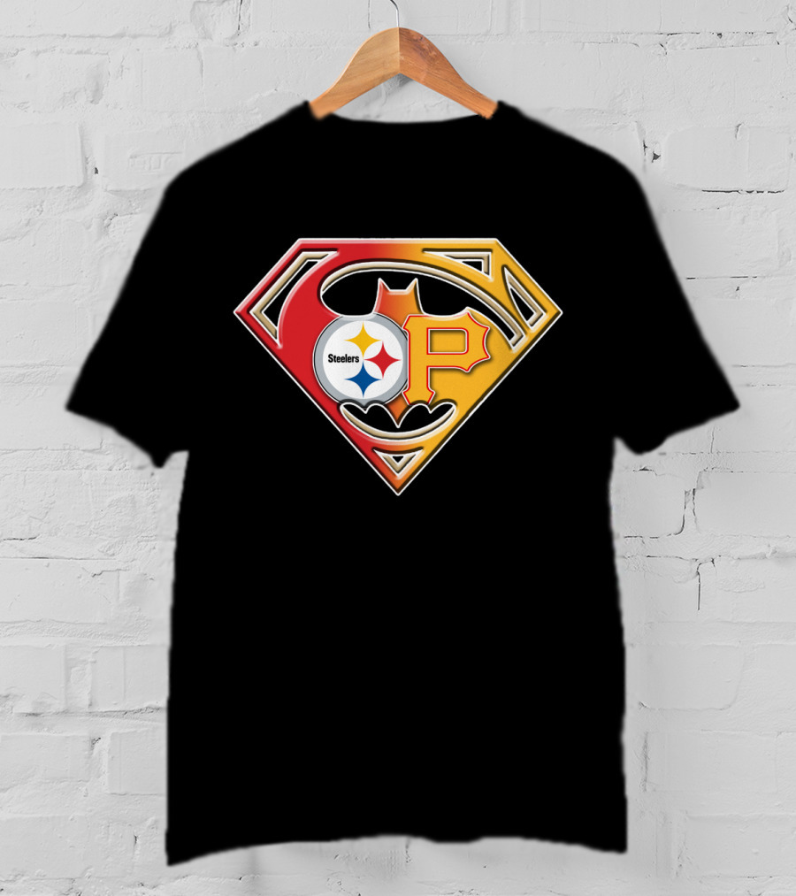 Steelers Pirates Superman Batman Logo Combo T-Shirt