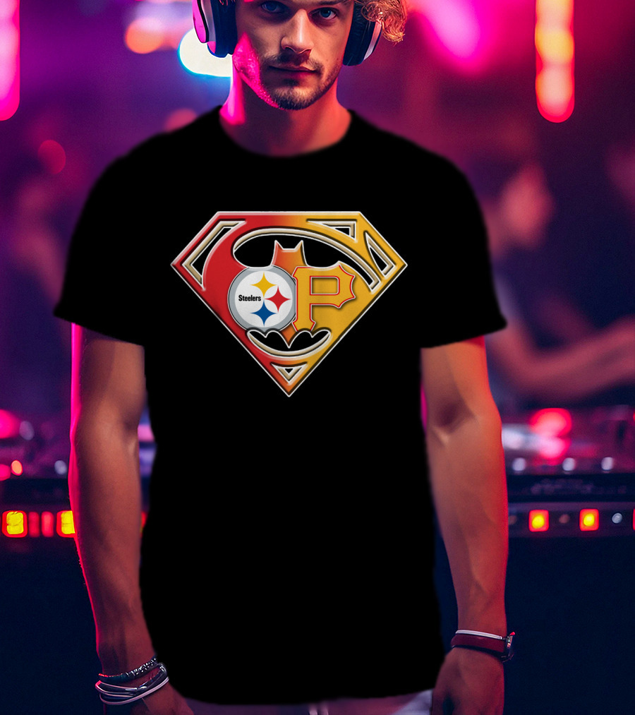 Steelers Pirates Superman Batman Logo Combo T-Shirt