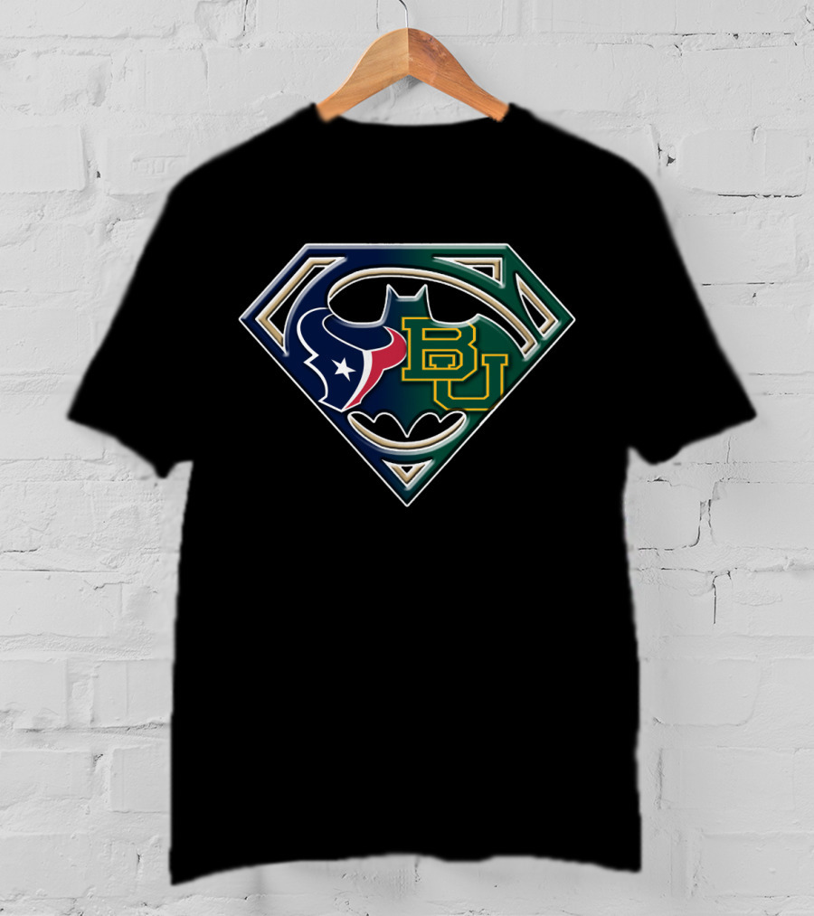 Baylor Bears Houston Texans Batman Superman Mashup Bat 117 T-Shirt