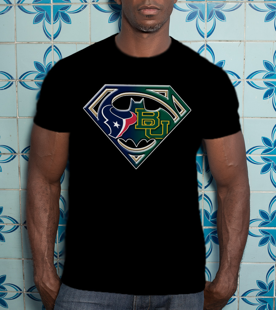 Baylor Bears Houston Texans Batman Superman Mashup Bat 117 T-Shirt