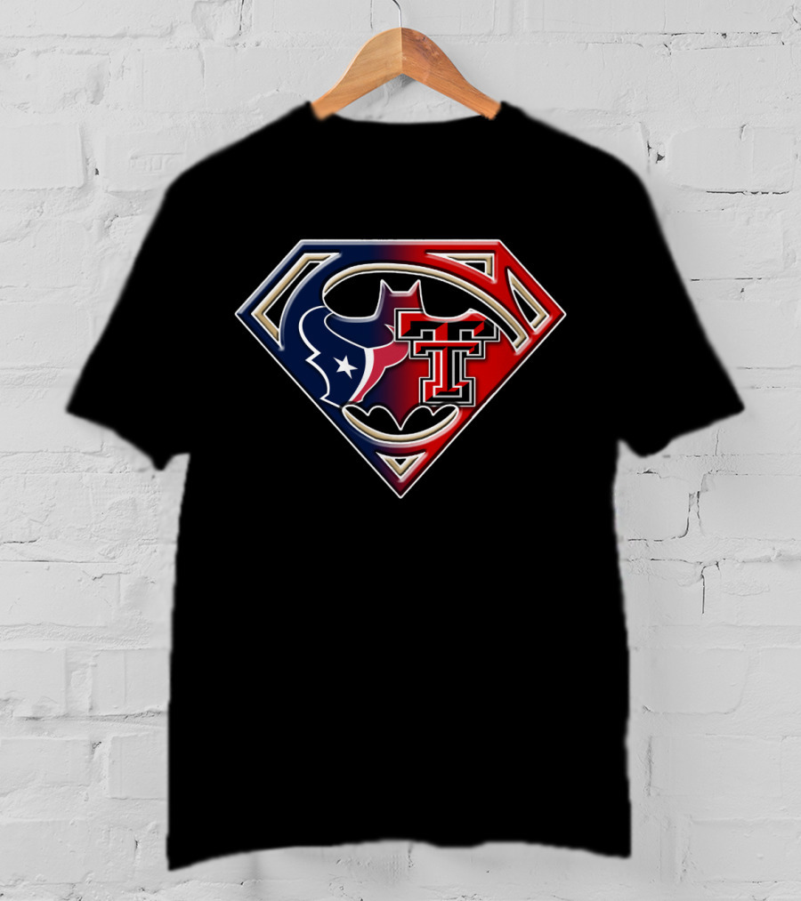 Houston Texans Texas Tech Superman Batman Combo T-Shirt
