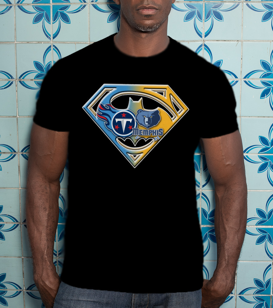 Memphis Grizzlies And Tennessee Titans Superhero Crossover Bat 128 T-Shirt